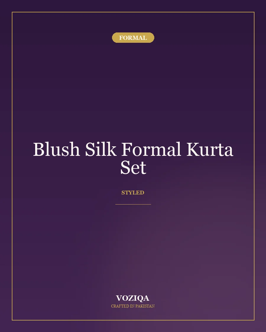 Blush Silk Formal Kurta Set in Blush — view 3