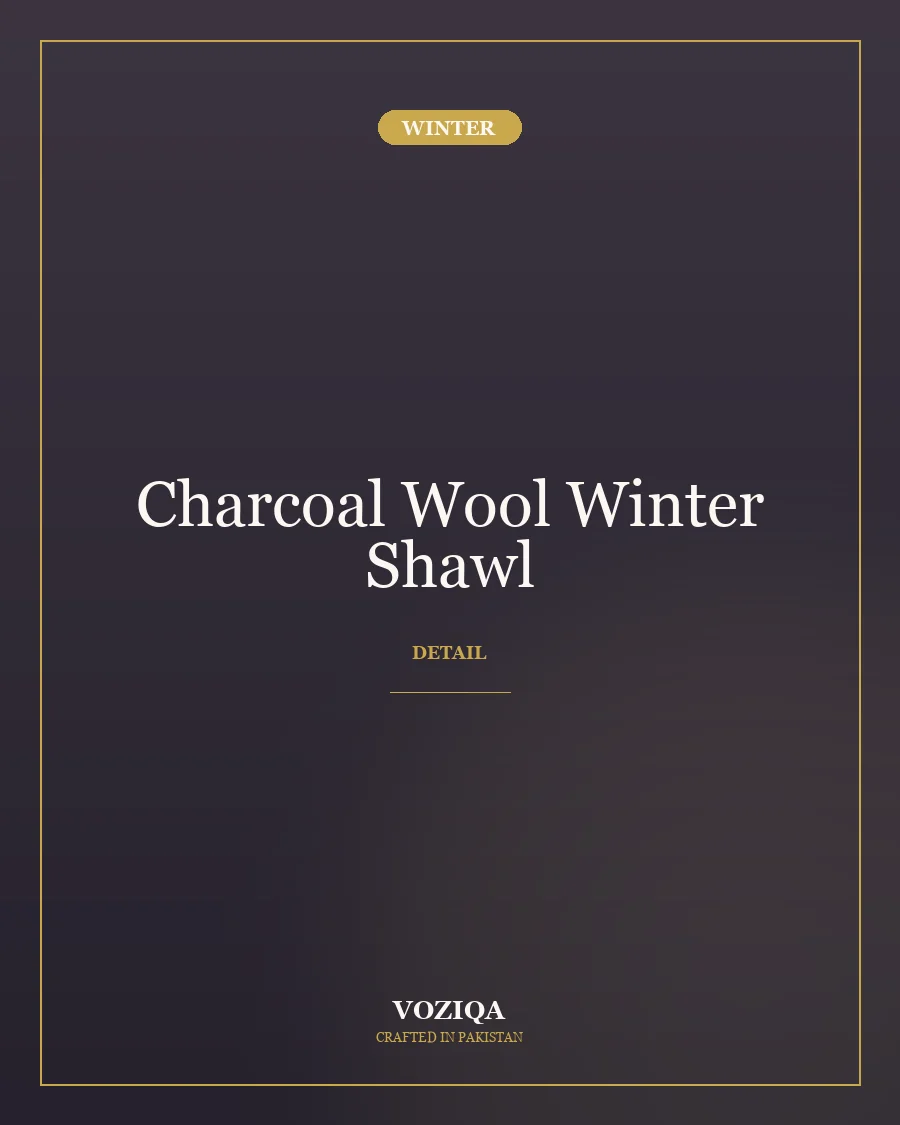 Charcoal Wool Winter Shawl in Charcoal — view 2
