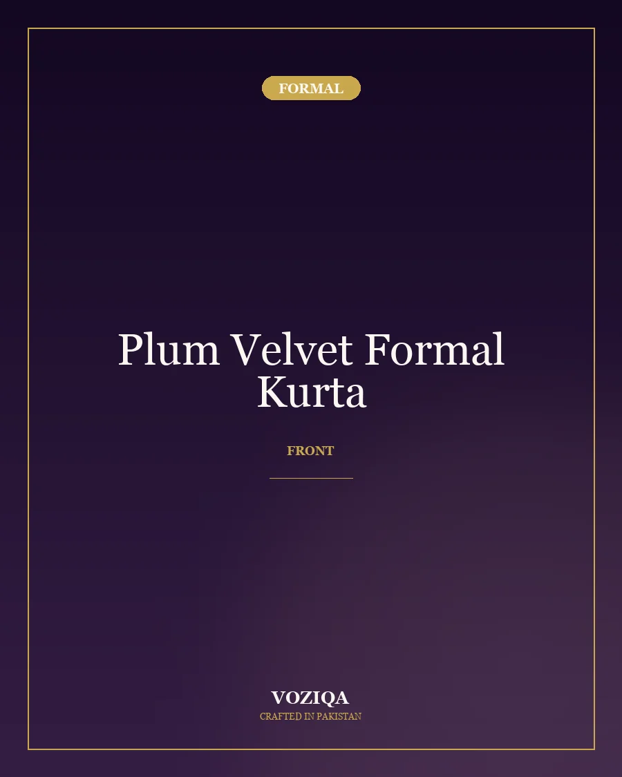 Plum Velvet Formal Kurta in Plum — view 1